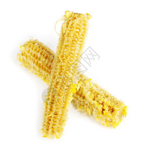 吃过的玉米在白色背景下被隔离图片
