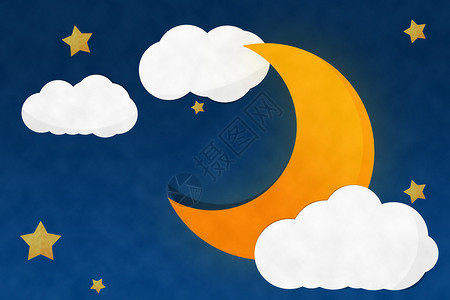 新月之夜和繁星点背景图片