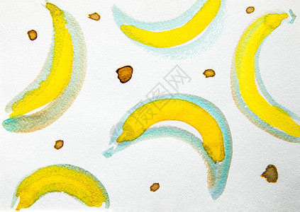 带有香蕉印刷品的抽象多彩水背景图片