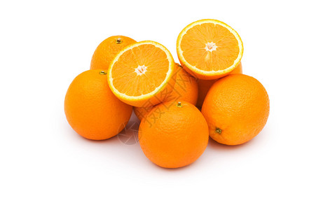 一堆橘子上白色孤立图片