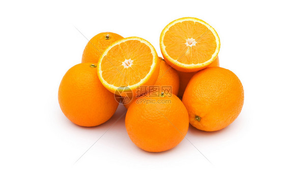 一堆橘子上白色孤立图片