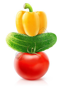 新鲜番茄黄瓜和黄铃椒盐分成图片
