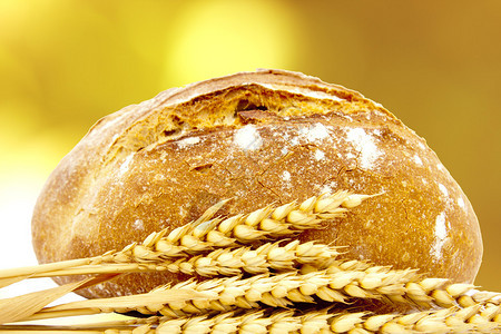 工匠面包和小麦钉背景图片