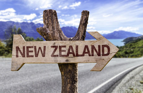 新西兰有天然背景的木牌图片