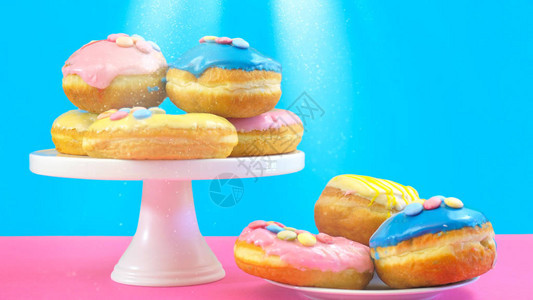 流行艺术彩色风格甜圈和面包店佳品图片
