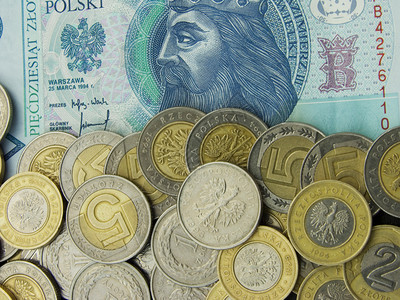 波兰货币钞票和硬币图片