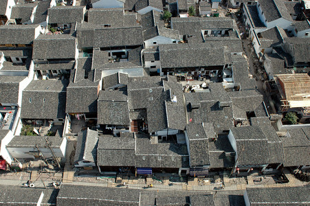 浙江省绍兴老城区的住宅区黑色背景图片