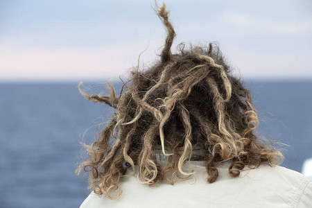 海上风中的拉斯塔人头发背景图片