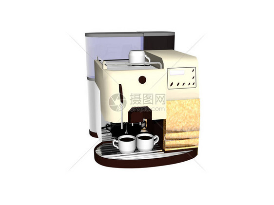 带杯子的现代自动咖啡机图片