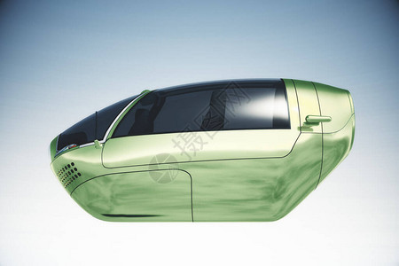 未来自主电动汽车3D插图图片