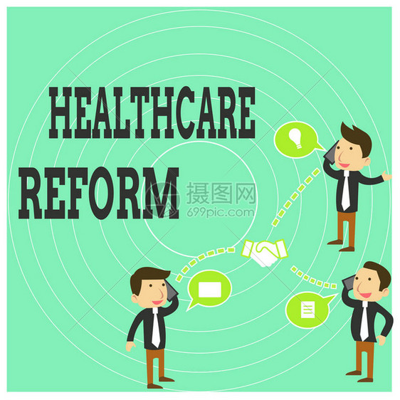 概念手写显示医疗改革概念意义创新和改进护理计划的质量商人同事电话图片