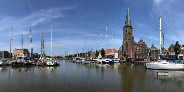 荷兰弗里斯兰州哈林根Zuiderha背景图片