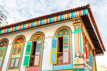 小印度的TanTengNiah色彩缤纷的房子新加坡最后一座历史悠久的殖民风格中式别墅建于1900年图片