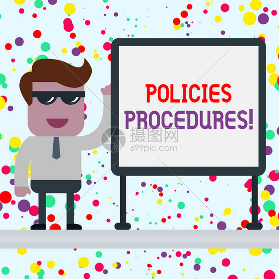 概念手写显示政策程序概念意义影响重大决策和行动规则指南办公室工作人员太阳镜空白板图片