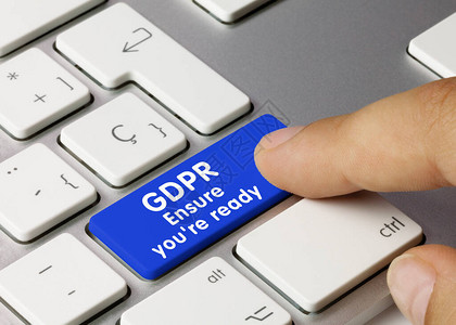 GDPR确保您已准备好写入金属键盘的蓝键图片