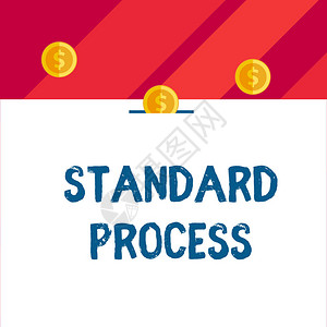 显示标准流程的书写笔记与最终产品质量相匹配的规则的商业概念前视图三便士硬币图标一图片