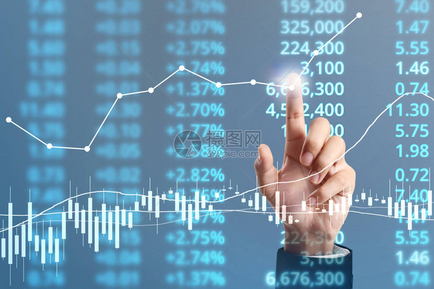 商人计划图表增长和图表积极指标在他的高清图片下载-正版图片503757298-摄图网