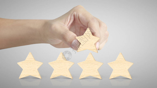 增加木五星形状的手最佳卓越的商业服务评级背景图片