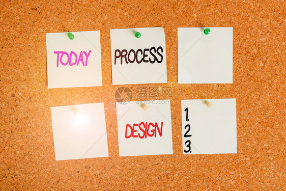 显示过程设计的书写笔记制定和开发产品计划的商业概念Corkboard尺寸纸图钉板图片