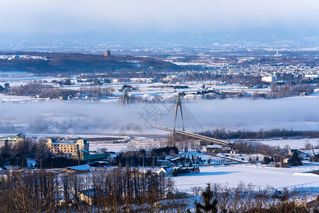 北海道冬天的霜烟背景图片