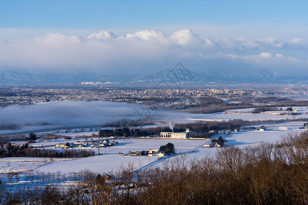 北海道冬天的霜烟背景图片