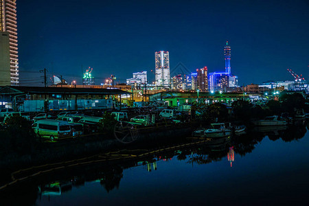 夜景的横滨港和横滨港未来图片