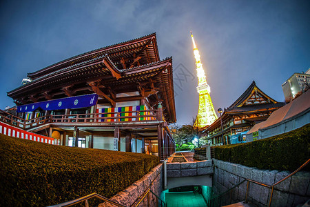 增上寺和东京铁塔夜景图片