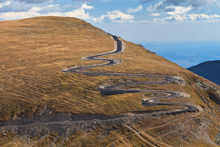 罗马尼亚Parang山脉的Transalpina公路和U背景图片