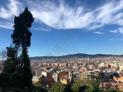 从山上看巴塞罗那市图片