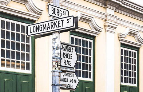 LongmarketStreet城市标志在开普敦BurgSt的十字路口图片