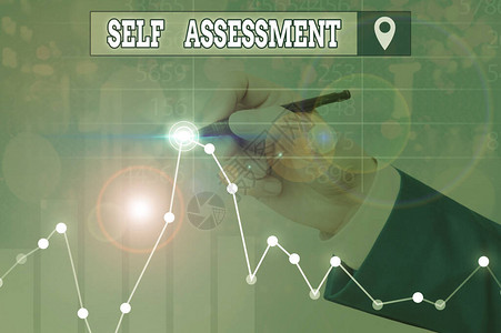 显示自我评估的书写笔记评估自己或一种行为和态图片