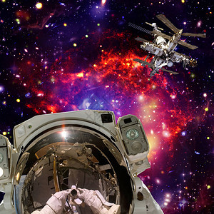 宇航员和空间站背景图片