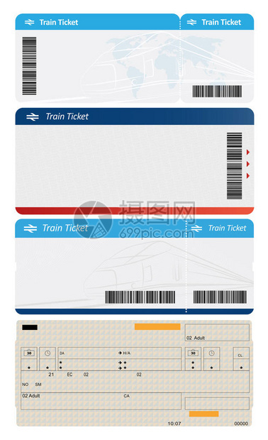 白色背景上的不同门票图片
