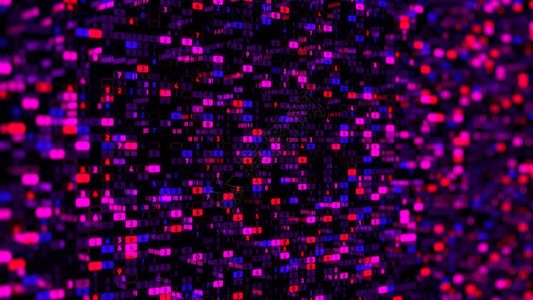 抽象的信息背景与无穷尽的细胞与数字变化非常快从一到九的数字技术显图片