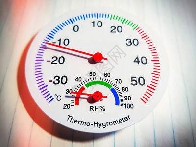 用于测量家庭温度和湿度的具有比例尺和箭头背景图片