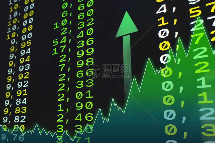 绿色数字中的股票市场价值显示Teletex股高清图片下载-正版图片503902172-摄图网