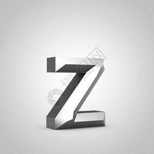金属字母Z小写轮廓分明的字体上白色孤立3d图片