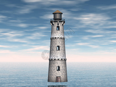 海边的砖灯塔图片