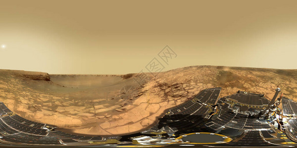 火星全景机遇号火星车结束了它的任务从NASAJPLCaltech源图像拼接和修饰图片