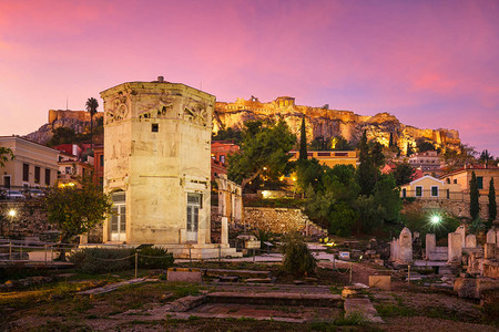 希腊古城雅典的罗马阿戈拉人和Acropol图片