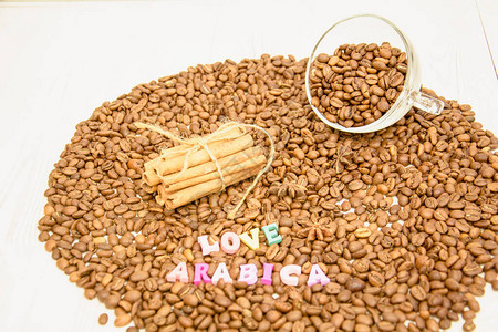 美味咖啡豆的近背景图片