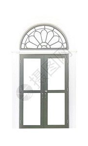 古典木制门框在白色上隔离图片