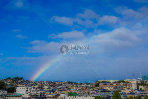 彩虹的四分之一和横滨大图片