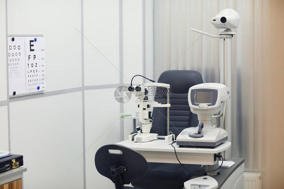 眼科诊所现代验光器设备横向背景图像图片