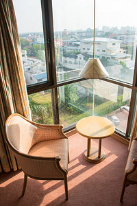 舒适的酒店房间角落景观背景图片