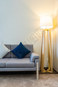 沙发装饰舒适的枕头客厅区域的灯光内饰图片