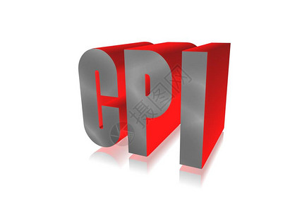 3D渲染红色CPI缩写在白色背景下隔离的消费者价格指数设计图片