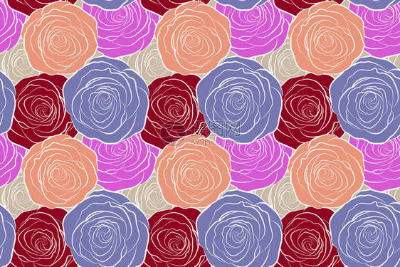 美丽的无缝图案在抽象的小玫瑰花中五颜六色的小花小可爱简单的春天图片
