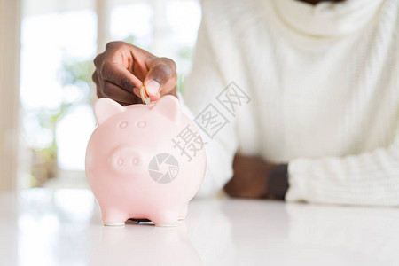 在小猪银行里放一枚硬币储蓄钱做投资图片