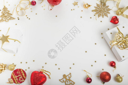 圣诞节或Ner年假期作文节日创意红色金图案背景图片